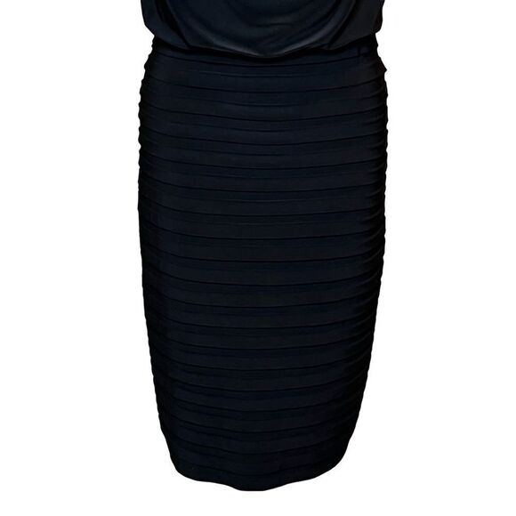 Adrianna Papell black cowl neck shutter pleat dress size 6 - Picture 4 of 16